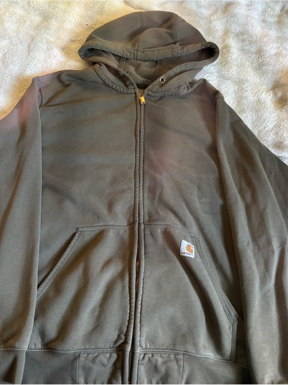 Carhartt Olive Green Hooded Zip-Up